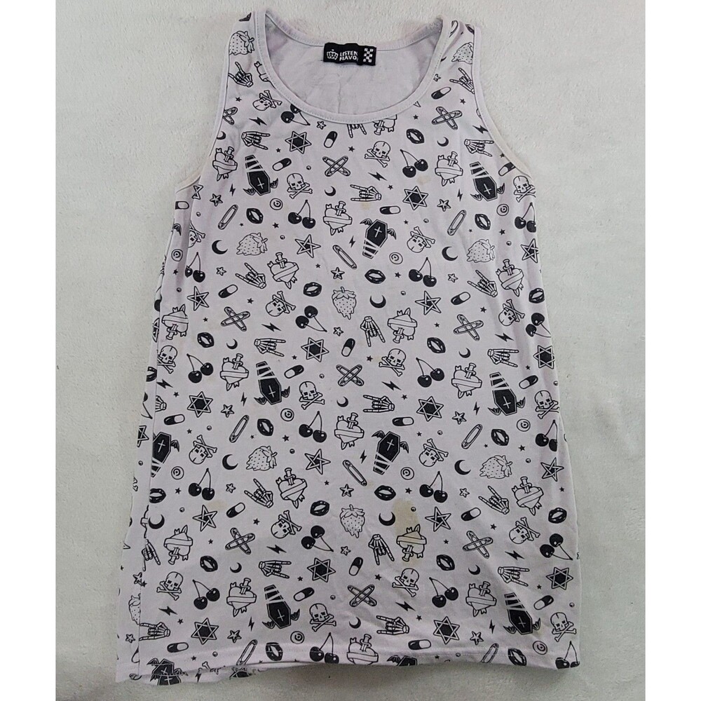 Listen Flavor Japanese Harajuku Y2K Punk Goth All Over Print Tank Top Small